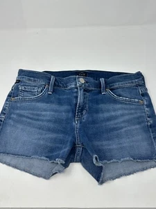 Citizens of Humanity Blue Jean Shorts Womens Sz 26 Raw Hem Cotton Stretch O8 - Picture 1 of 6