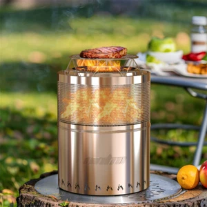 Stainless Steel Smokeless Fire Pit Wood Burning Stove Outdoor Camping Barbecue - Bild 1 von 16