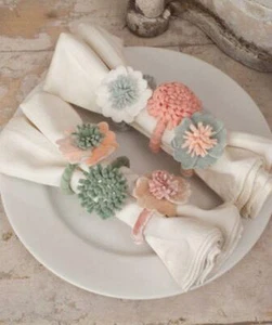 Bethany Lowe Secret Garden Napkin Rings Holders Set Six 6 Great Hostess Gift - Picture 1 of 1