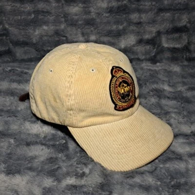 Vintage Ralph Lauren Winter Cup Polo Team yellow Corduroy hat Leather Strap - Imagem 1 de 4