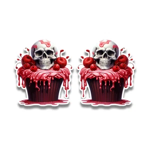 2x Small Gothic Skull Cupcake Valentine's Day Vinyl Sticker Decals 60x52mm - Bild 1 von 1