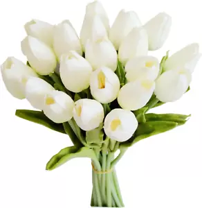 20Pcs Artificial White Tulip Flowers for Home, Weddings & Special Occasions - Picture 1 of 12