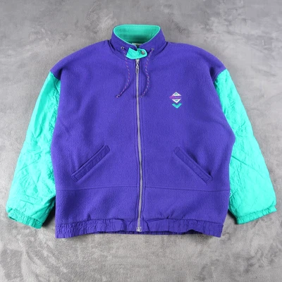 Vintage 90s Puma Jacket Size M Fleece Quilted Sleeves Colorblock Colorful - Image 1 of 4