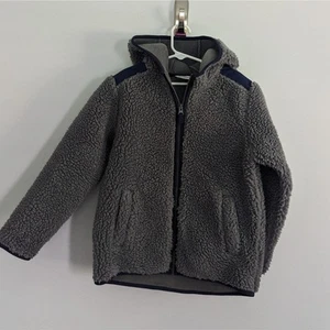 Hanna Andersson Boys 8 130 Grey Sherpa Piped Jacket Some Piling - Picture 1 of 4