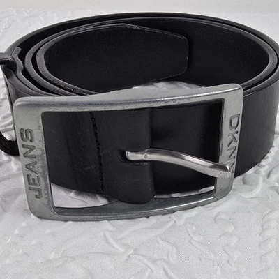 DKNY Black Belt Small Italian Saddle Leather Silver Buckle - Image 1 of 4