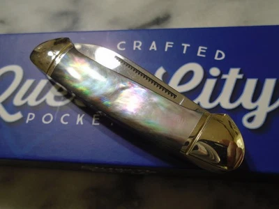 Queen City Mini Genuine Black Pearl Canoe 2 Blade Pocket Knife Folder QC008 New - Image 1 of 4