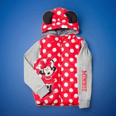 Disney Minnie Mouse Girls Zip Up Vest 2fer Jacket Toddler Little Kid Size 10-12 - Image 1 of 4