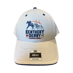 Kentucky Derby Churchill Downs Baseball Cap White W/ Blue Horses Fan Favorite - Picture 1 of 11