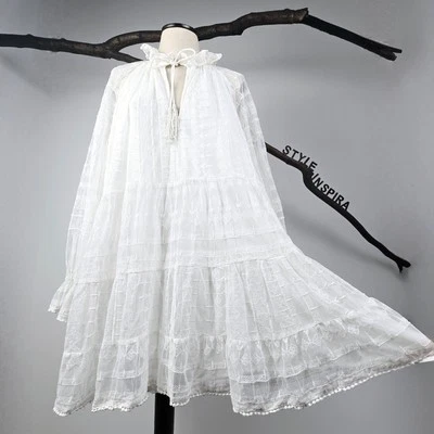 ZARA 🤍 KLEID MINIKLEID BOHOKLEID STICKEREI BESTICKT TÜLLKLEID SPITZE WEISS - Bild 1 von 4