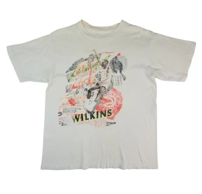 Camiseta Dominique Wilkins Atlanta Hawks DESTAQUE HUMANO CARRETEL Tamanho M Salem Antiga Anos 90 - Imagem 1 de 4