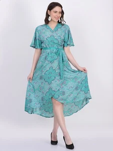 Damen Blumen lässig Halbarm Wickel Cross Body Kleid Großhandel Posten Mix - Bild 1 von 13
