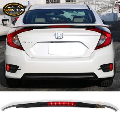 Fits 16-21 Civic X Sedan RS Si Trunk Spoiler Painted #NH788P White Orchid Pearl Foto 1 de 4