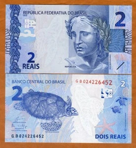 Brazil, 2 Reais, 2010 (2019) P-252-New, UNC Sea Turtle, New Sign. New Printer - Picture 1 of 1