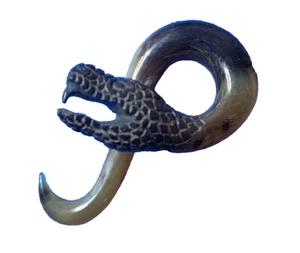 Stretcher ๐บ 10mm Expander Earring HAND CARVED BUFFALO HORN SNAKE ๐บ - Picture 1 of 2
