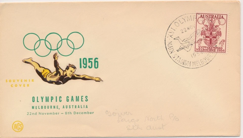 1956 Melbourne Australia Olympic Games WCS cachet First Day cover Main Stadium c - Image 1 of 1