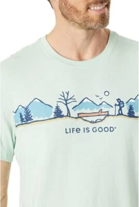 Camiseta trituradora 2XL NUEVA CON ETIQUETAS Life Is Good Log Bridge Hike Vista verde salvia LITE SS - Imagen 1 de 4