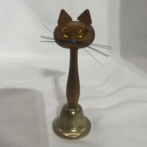 Vintage MCM Wooden Cat Bell - Picture 1 of 4