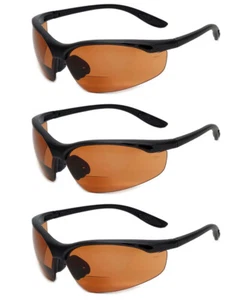 Calabria 91348 Wrap Around Bifocal Reading Safety Glasses +1.00 Copper (3Pack) A - Picture 1 of 7