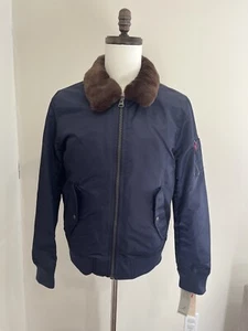 NWT $225 Levi's Men's Flight Bomber Jacket Detachable Collar Navy Small - Picture 1 of 9