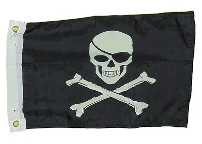 Pirate Jolly Roger Gold Tooth Skull Flag Polyester 12 X 18 Inches Boat Bike Fort - Image 1 of 2