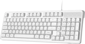 MaGeGee 98 Keys Wired Quiet Computer Gaming Keyboard Ergonomic White Backlight - Picture 1 of 6