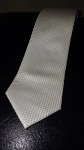 Krawatte Tom Rusborg 100 % Seide weiß, 7,5 cm x 160 cm kleine Karos Jacquard - Bild 1 von 6