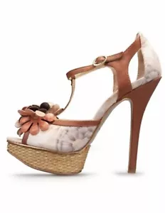 Poetic License A Fling Thing peeptoe platform pumps natural Size 8 - Picture 1 of 7