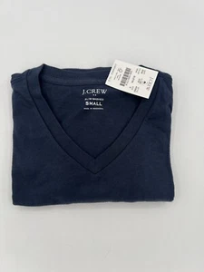 J Crew V Neck T-Shirt Slim Washed Faded Navy Blue Small 17.5 inch Chest NWT - Picture 1 of 5