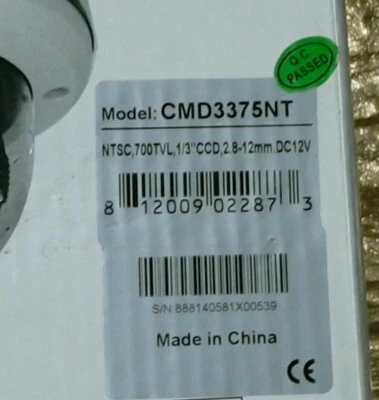 R-Tech Model CMD3375NT DC 12V Security Dome Camera - Image 1 of 3