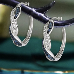 Blue Sapphire Hoop Earrings Romantic 