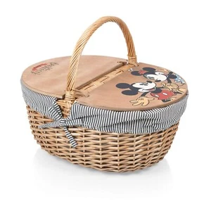PICNIC TIME - Disney Mickey & Minnie Mouse - Country Vintage Picnic Basket wi... - Picture 1 of 6