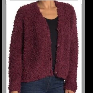 RXB Women's Sweater Boucle Knit Ladies Cardigan Sweater Red/Burgundy Size Small - Picture 1 of 7