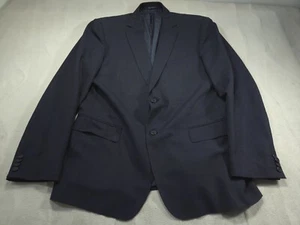 Zegna Blazer Mens 42R Blue Jacket Suit Sport Coat Two Button Dark Check - Picture 1 of 15