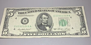 1950-A $5 Dollars US Federal Reserve Banknote (Good Condition) - Picture 1 of 2
