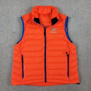 RLX Ralph Lauren Down Puffer Vest Womens S Orange Full Zip Quilted Packable 730 - Picture 1 of 11