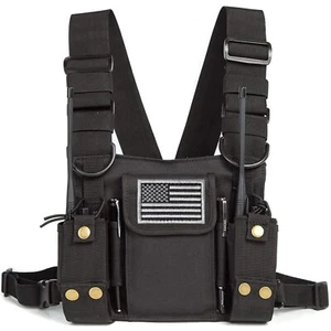 Radio Kabura na ramię Uprząż na klatkę piersiową Uchwyt Kamizelka Rig do dwukierunkowej skrzyni radiowej ... - Zdjęcie 1 z 8