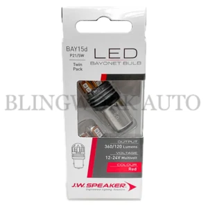 (PAIR) JW Speaker LED P21/5W BAY15d 1157 RED Brake Tail Dual Brightness Bulbs - Foto 1 di 7