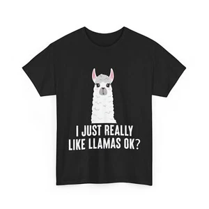 I Just Really Like Llamas Ok? Llama Animals Lovers Funny T-Shirt - Picture 1 of 9
