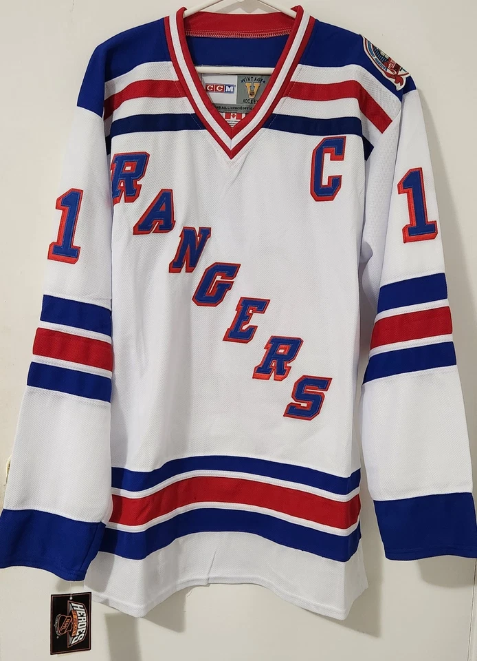 Camiseta Mark Messier 1994 "Throwback" CCM New York Rangers NOVA COM ETIQUETAS - Imagem 1 de 4