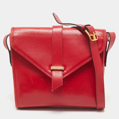 Bandolera Yves Saint Laurent vintage de cuero rojo con solapa Foto 1 de 4
