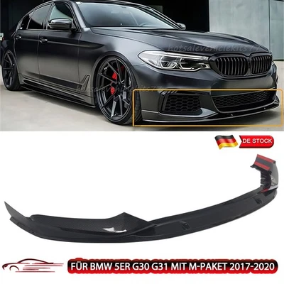 Front Spoiler Lip Fits BMW 5 Series G30 G31 With M Package 2017-2020 Carbon Look - Image 1 of 4