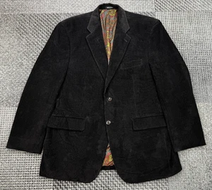 Lauren Ralph Lauren Corduroy Blazer 41R Black Paisley Lined USA Macy’s Vintage - Picture 1 of 19