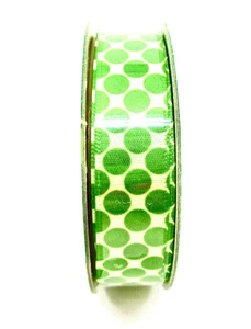 St.Patrick's Day Polka Dot Ribbon,White,Green Dots,5/8"x 9ft, Jo-ann's - Picture 1 of 2