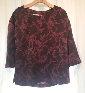 SOFT SURROUNDINGS NWT Selina Floral Top in Purple Wine Botanical Size S FR - Picture 1 of 7