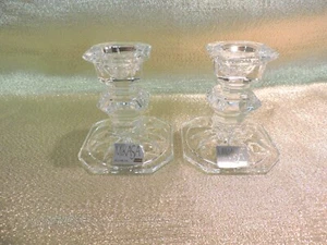 Pair of Crystal Mikasa Low Candle Holders - Picture 1 of 4