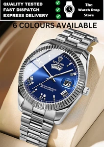 Men's Stainless Steel Luxury Watches Wristwatches Date Calendar Watch Quartz UK - Picture 1 of 14