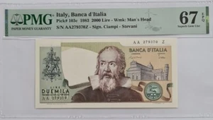 1983 ITALY 2000 Lire PMG67 EPQ SUPERB GEM UNC 【P-103c】@Prefix AA@ - Picture 1 of 4