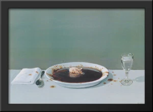 Pig in Soup 32x24 Large Black Wood Framed Art Print by Michael Sowa - Picture 1 of 1