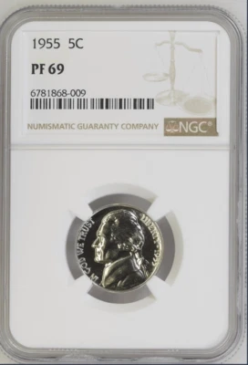 1955 Jefferson 5¢ NGC PF 69 - Image 1 of 2