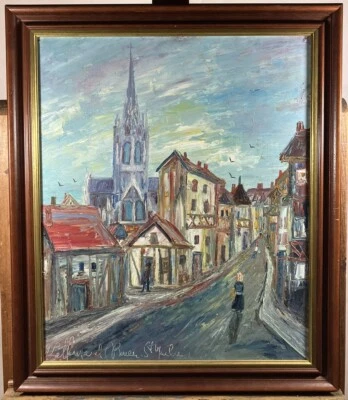 Vista Della Chiesa Di Saint-Maclou A Rouen Normandia Firmata LALLEMAND? - Bild 1 von 4